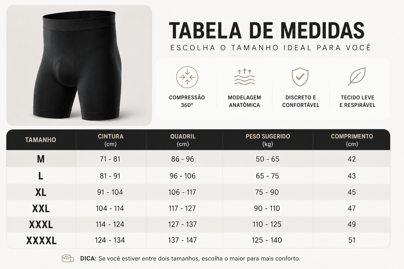 Cueca Boxer Modeladora de Cintura Alta Masculina