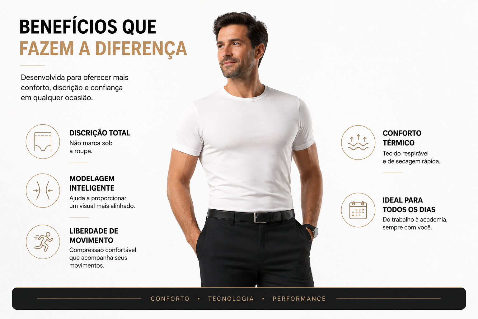Cueca Boxer Modeladora de Cintura Alta Masculina