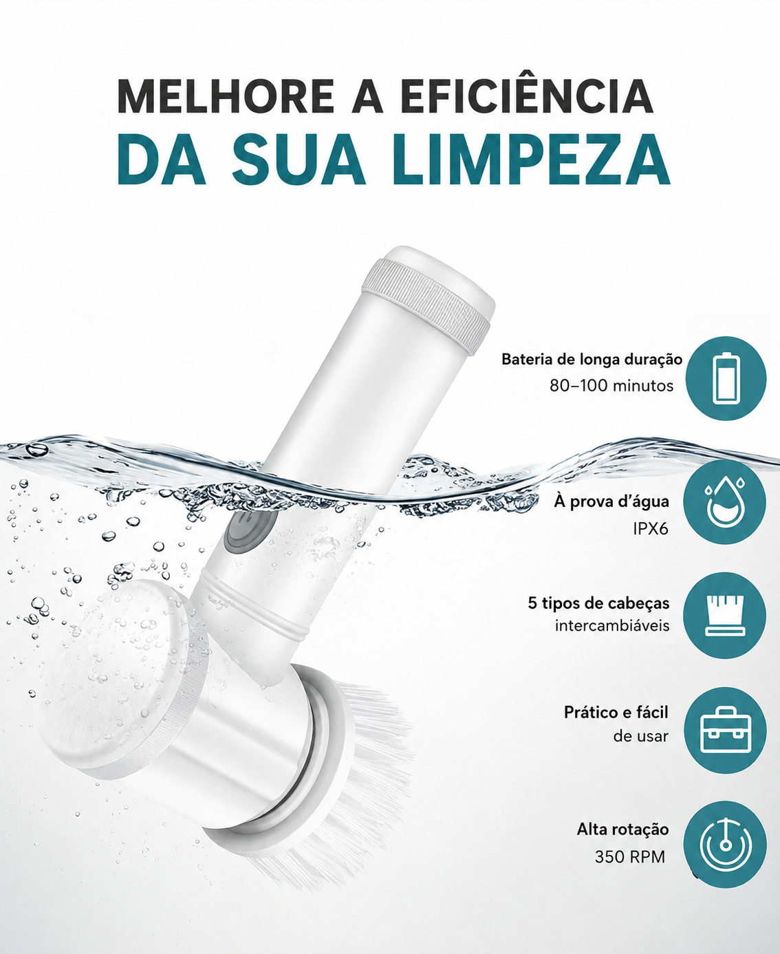 TurboClean – Escova Elétrica de Limpeza Profunda