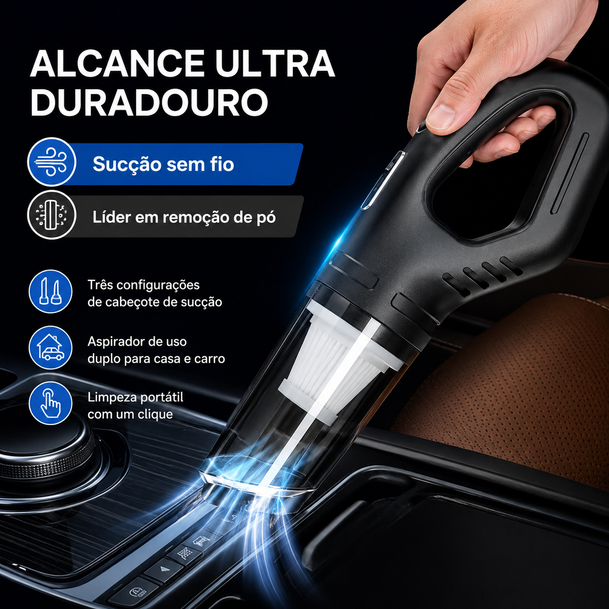 TurboVac Pro – Aspirador Portátil Sem Fio 120W