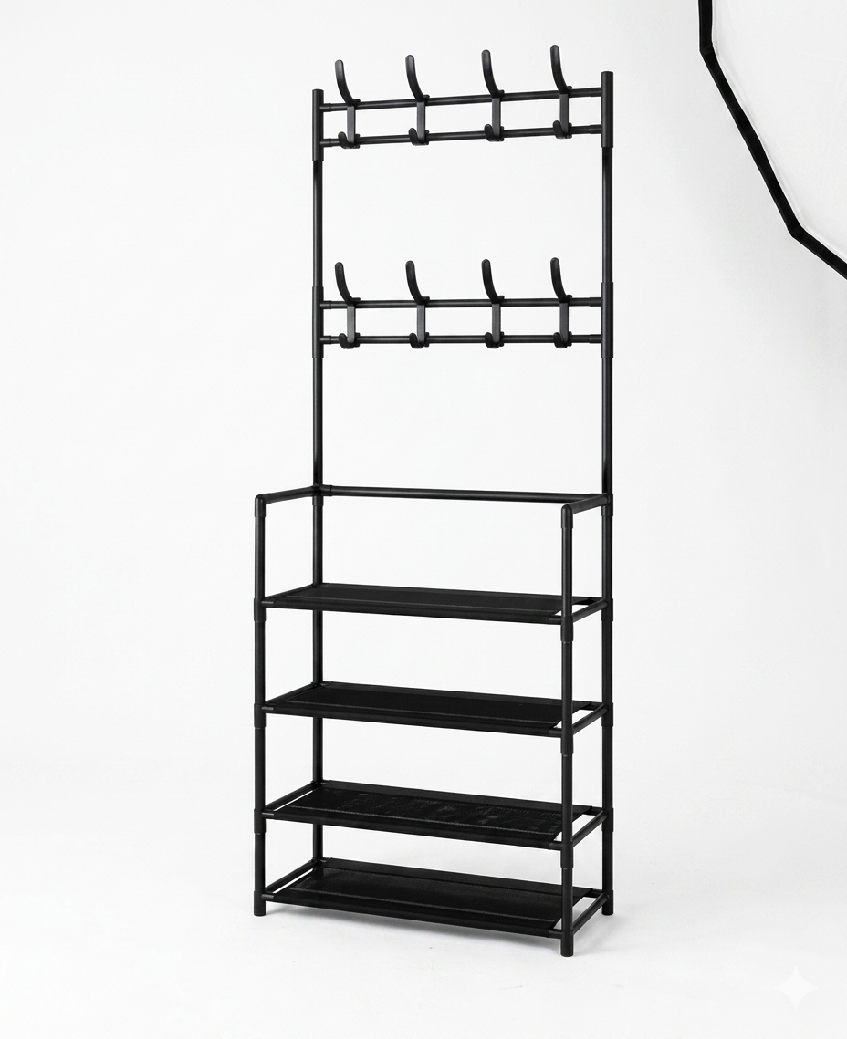 Organizador 3 em 1 Premium – Sapateira, Cabideiro e Closet Compacto