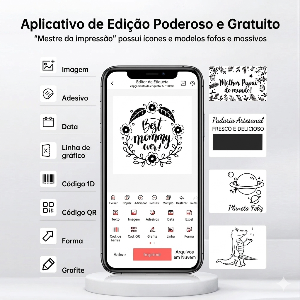 P50 Pro – Impressora Térmica Portátil Bluetooth para Etiquetas Personalizadas