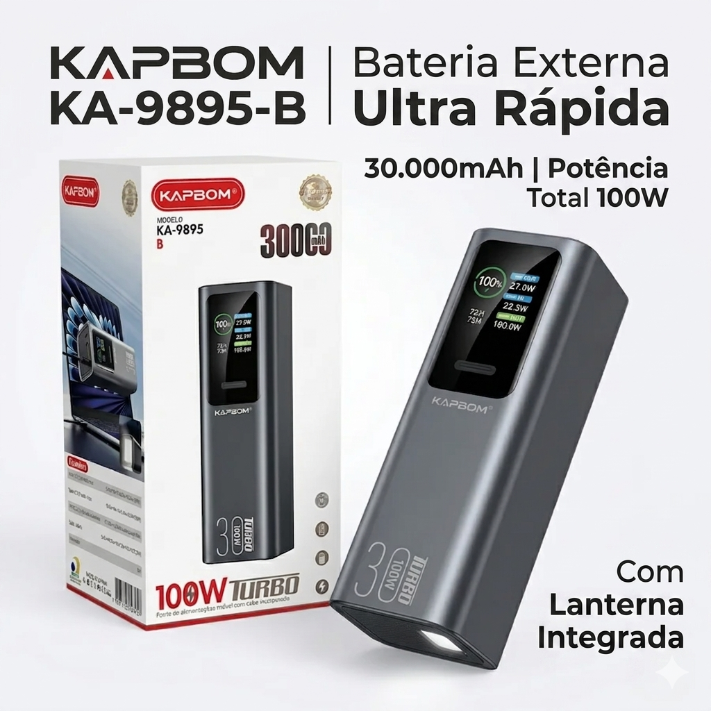 UltraCharge Pro 30000 – Power Bank 165W com 30.000mAh