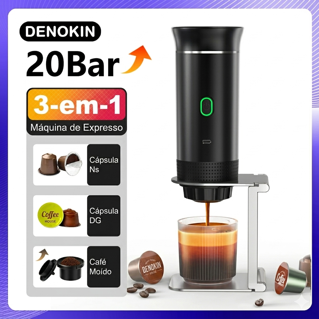 CoffeeGo Pro 3 em 1 – Cafeteira Expresso Portátil