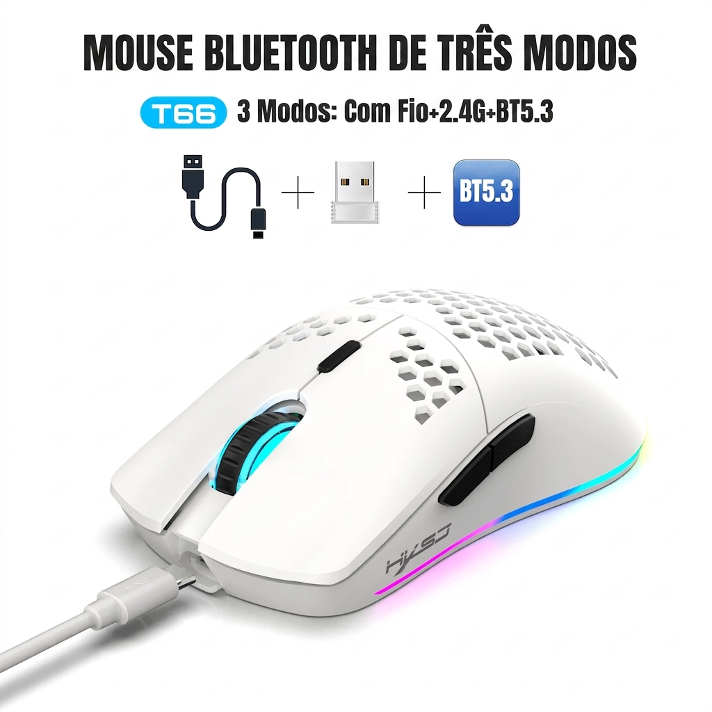 Mouse Gamer Sem Fio T66