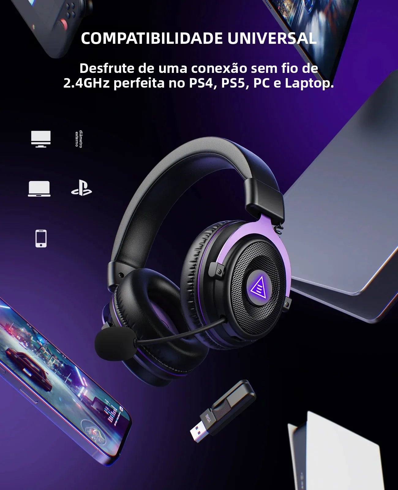 Titan Air Pro™ | Headset Gamer Wireless RGB