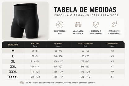 Cueca Boxer Modeladora de Cintura Alta Masculina