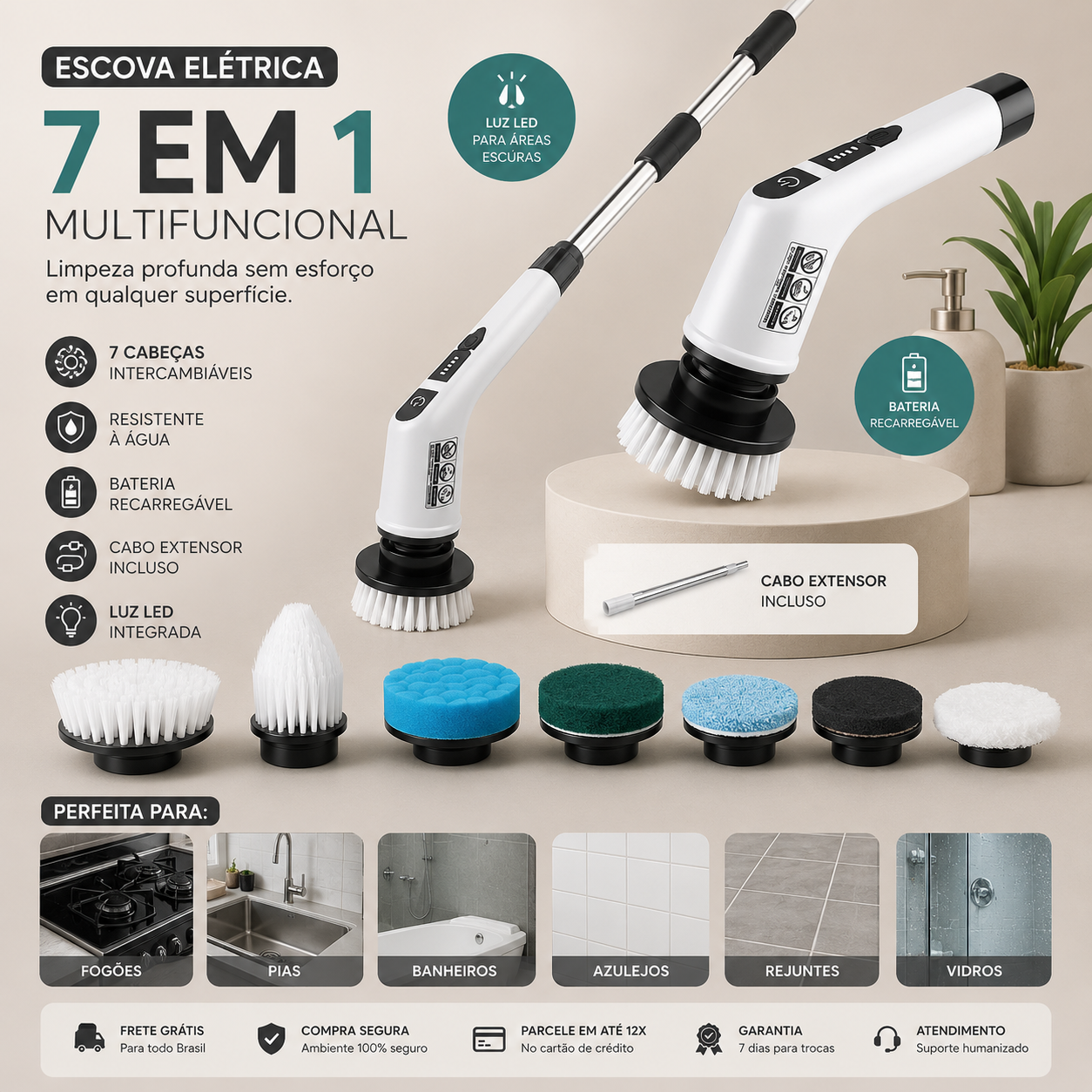 TurboClean – Escova Elétrica de Limpeza Profunda