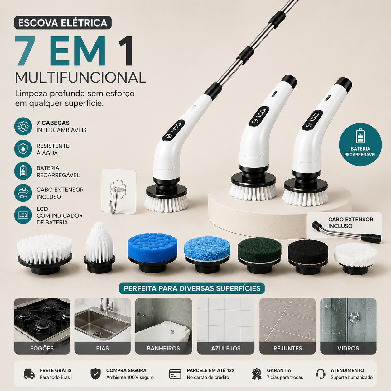 TurboClean – Escova Elétrica de Limpeza Profunda