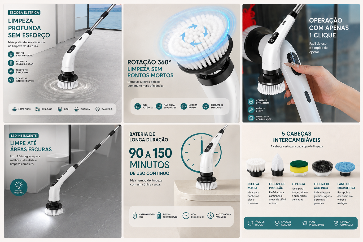 TurboClean – Escova Elétrica de Limpeza Profunda