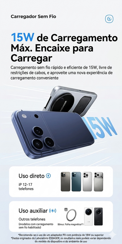 FoldCharge Pro 3 em 1 – Estação de Carregamento Sem Fio