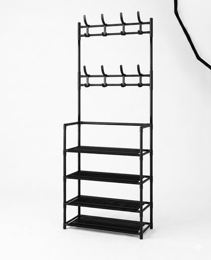 Organizador 3 em 1 Premium – Sapateira, Cabideiro e Closet Compacto