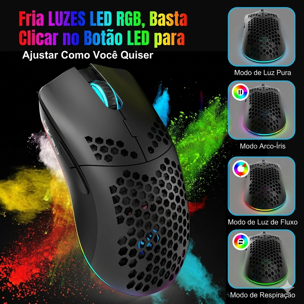 Mouse Gamer Sem Fio T66