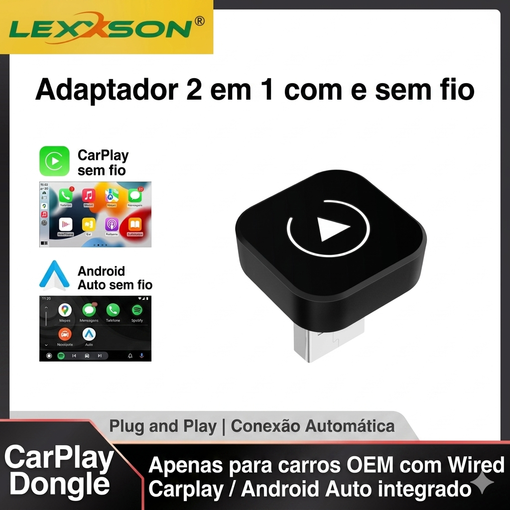DriveLink Wireless Pro – Adaptador CarPlay e Android Auto