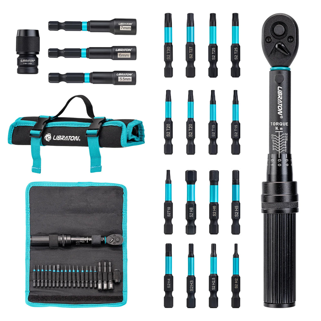Kit Chave com 21 Peças de Torque para Bicicleta.