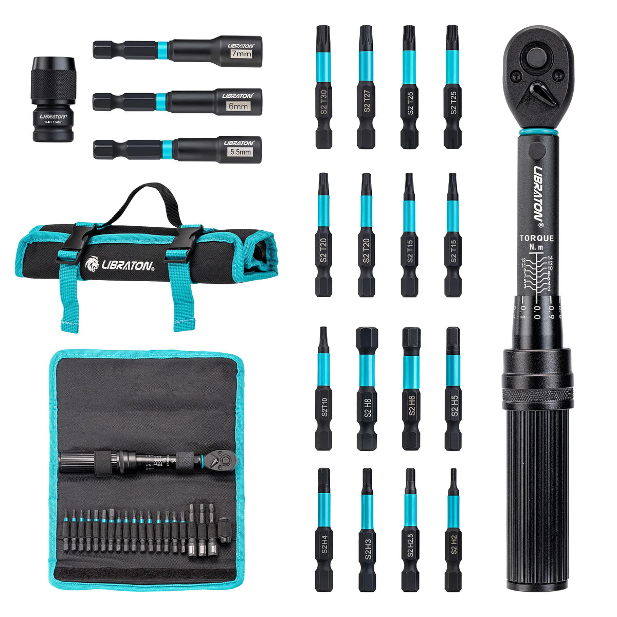 Kit Chave com 21 Peças de Torque para Bicicleta.