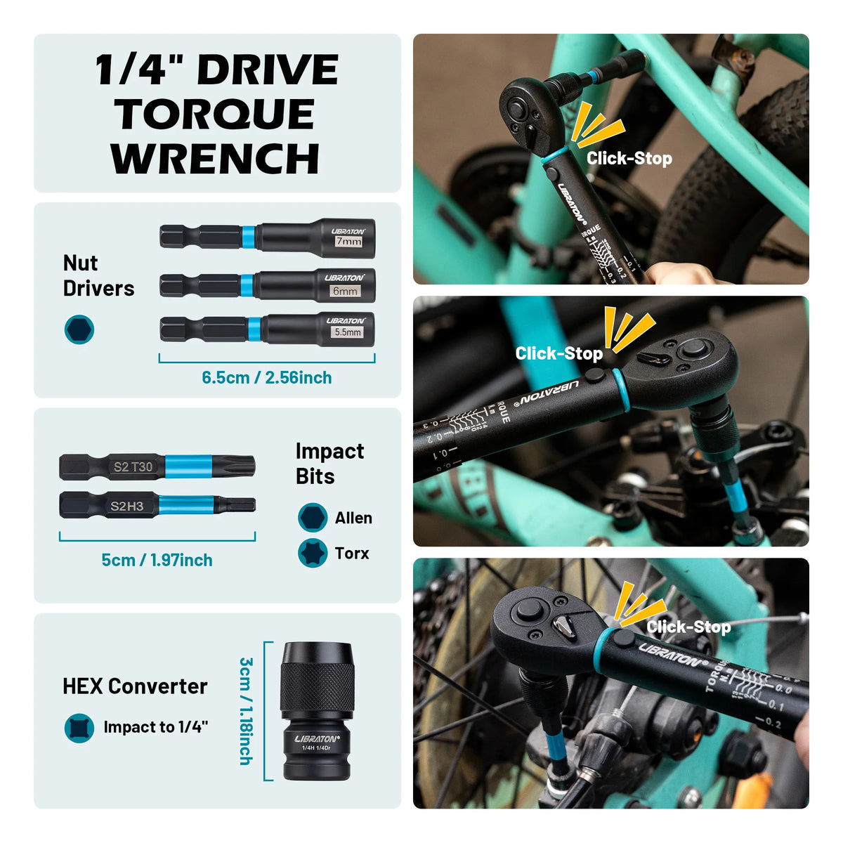 Kit Chave com 21 Peças de Torque para Bicicleta.