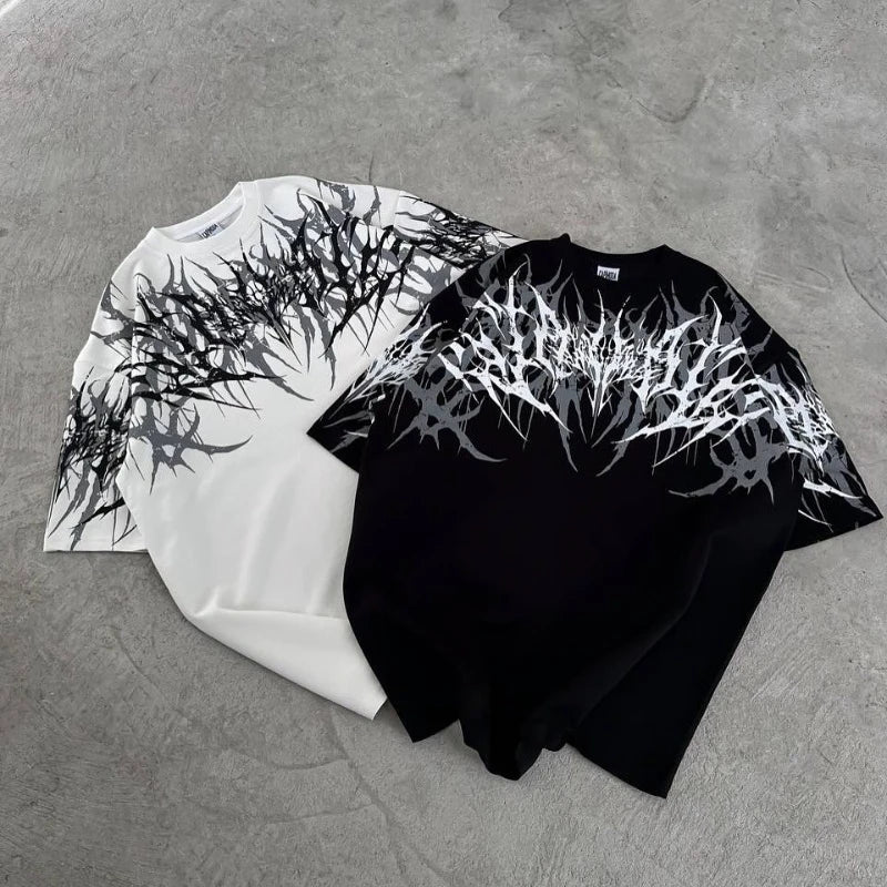 Cyber Thorn Tee | Camiseta Streetwear Gótica em Algodão