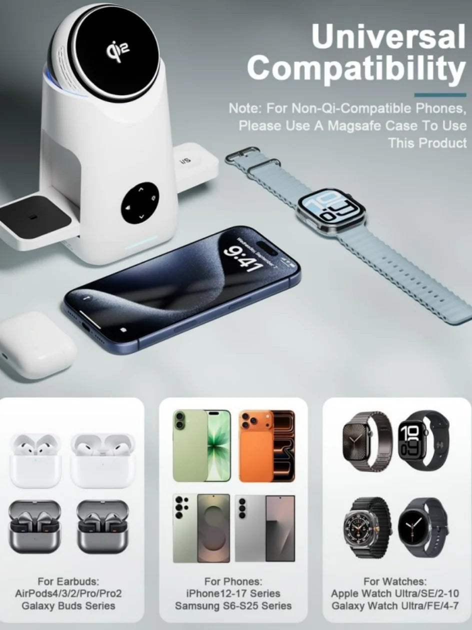 ChargeStation Pro Qi2 – Carregador Magnético Inteligente 3 em 1