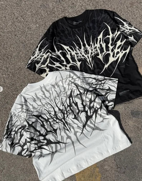 Cyber Thorn Tee | Camiseta Streetwear Gótica em Algodão