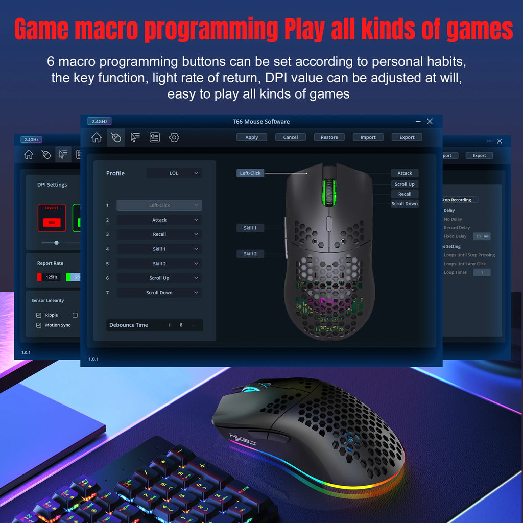 Mouse Gamer Sem Fio T66