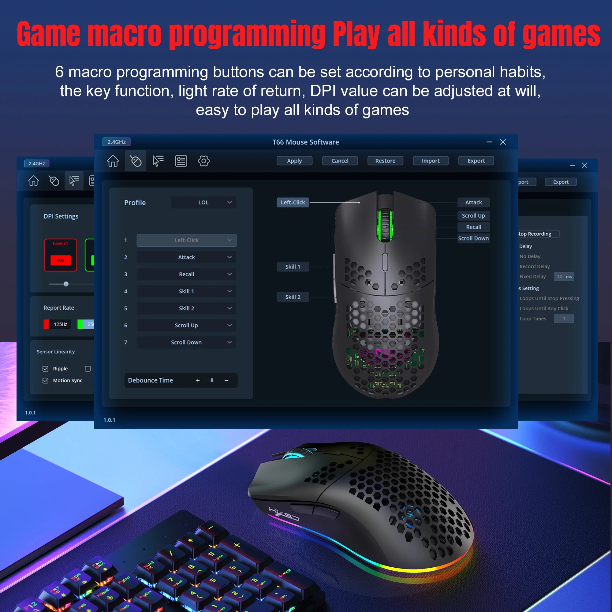 Mouse Gamer Sem Fio T66