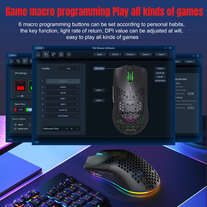 Mouse Gamer Sem Fio T66