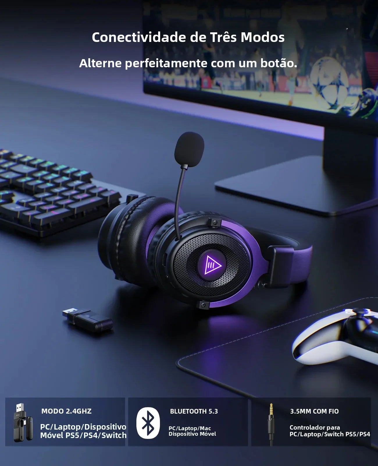 Titan Air Pro™ | Headset Gamer Wireless RGB